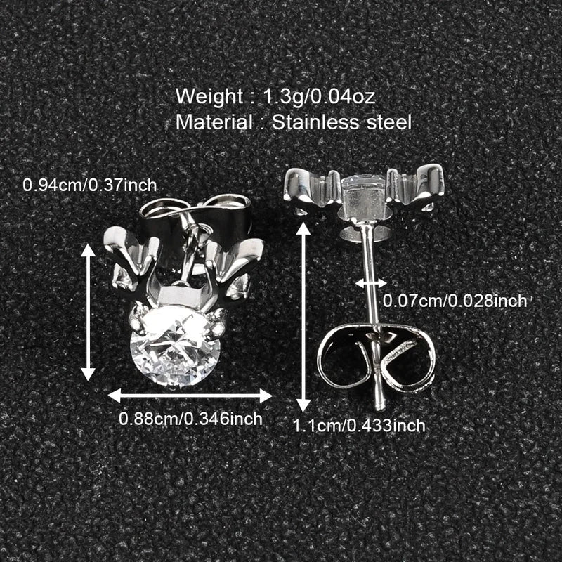 1 Pair Minimalist Classic Style Heart Shape Butterfly Deer Polishing Inlay 304 Stainless Steel Zircon 18K Gold Plated Ear Studs