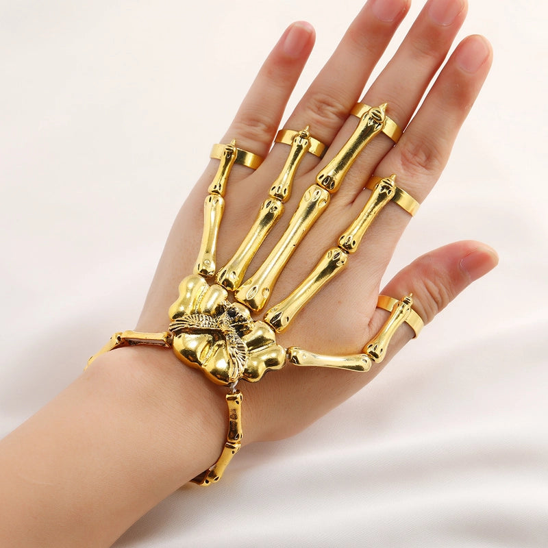 Hot Exaggerated Metal Skeleton Skull Bracelet Ghost Claw Finger Bracelet Halloween Jewelry