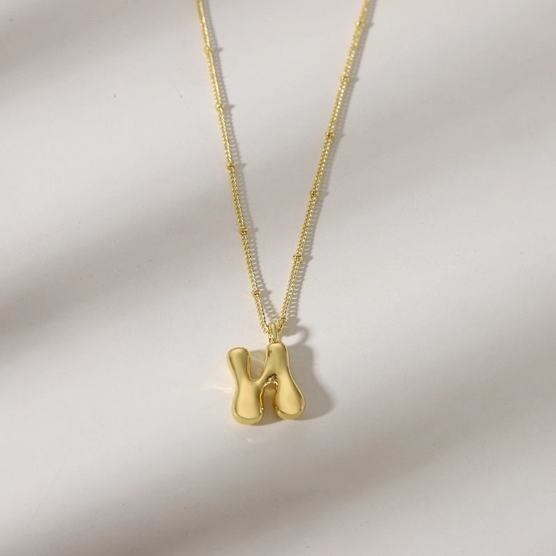 Copper 14K Gold Plated Letter Pendant Necklace