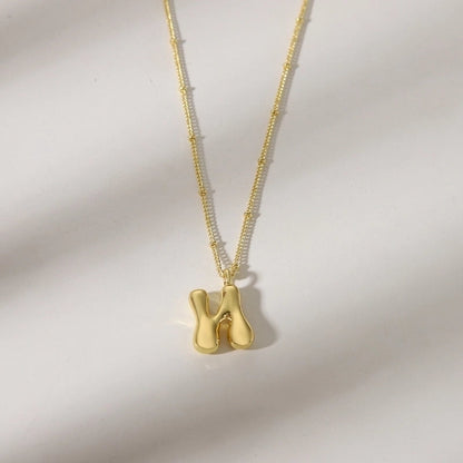 Copper 14K Gold Plated Letter Pendant Necklace