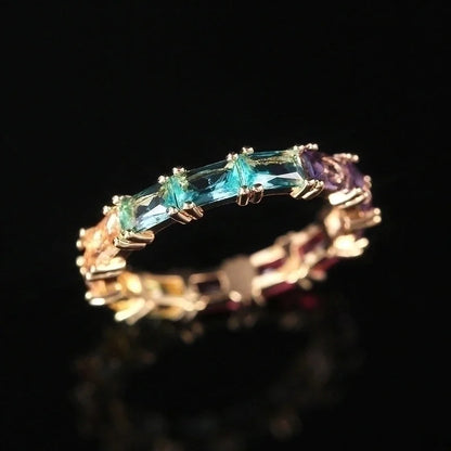 Exquisite Fashion Iridescent Zircon Ladies Copper Fine Rings