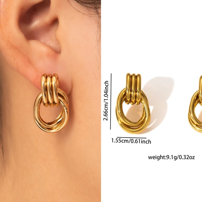 1 Pair Retro Minimalist Geometric Plating Titanium Steel Drop Earrings Ear Studs