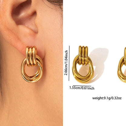 1 Pair Retro Minimalist Geometric Plating Titanium Steel Drop Earrings Ear Studs