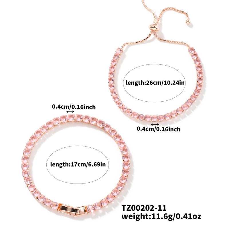 Copper Tennis Chain Rhodium Plated Plating Inlay Geometric Zircon Bracelets