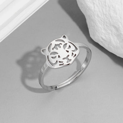 Funny Sweet Pastoral Animal 201 Stainless Steel 18K Gold Plated Polishing Adjustable Ring