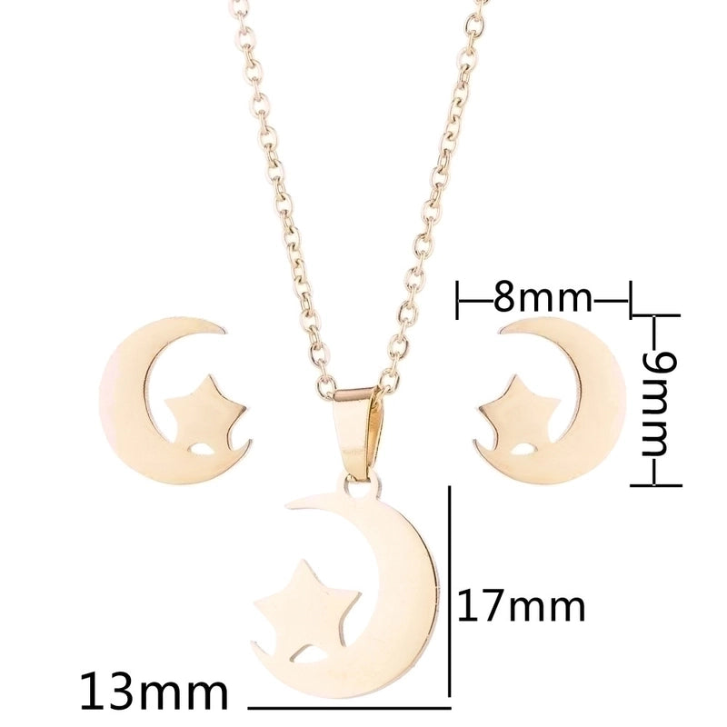 Fashion Heart Shape Butterfly Elephant 201 Stainless Steel 18K Gold Plated Earrings Necklace