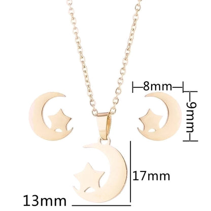 Fashion Heart Shape Butterfly Elephant 201 Stainless Steel 18K Gold Plated Earrings Necklace
