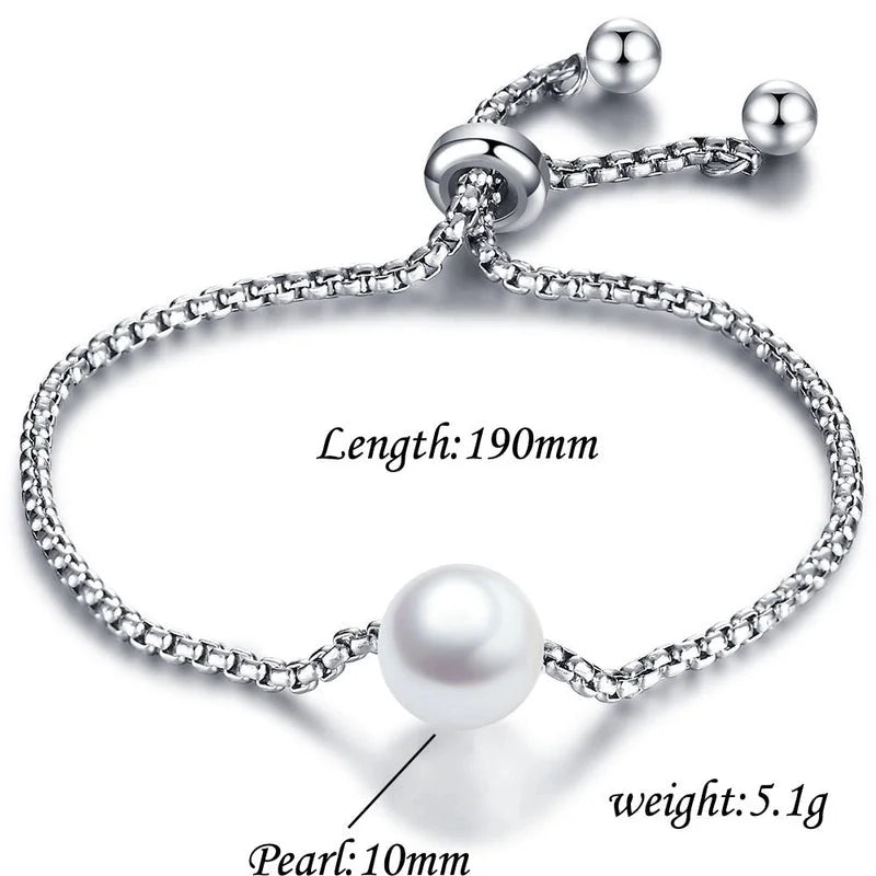 New Style Titanium Steel Pearl Adjustable Bracelet