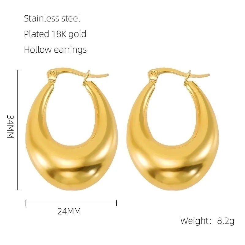 1 Pair Retro Solid Color Plating 304 Stainless Steel 18K Gold Plated Earrings