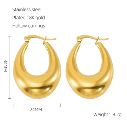 1 Pair Retro Solid Color Plating 304 Stainless Steel 18K Gold Plated Earrings
