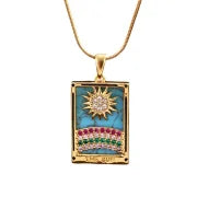 Vintage Style Minimalist Sun Moon Titanium Steel Copper Plating Pendant Necklace