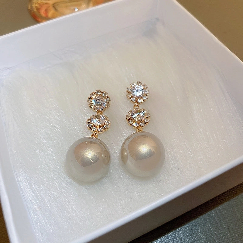 1 Pair Minimalist Flower Copper Enamel Rhinestones Drop Earrings Ear Studs