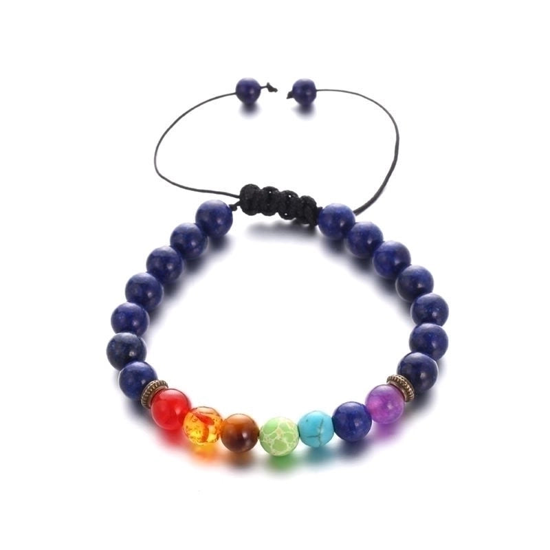 Minimalist Round Alloy Natural Stone Polyester Woven Chain Bracelets In Bulk