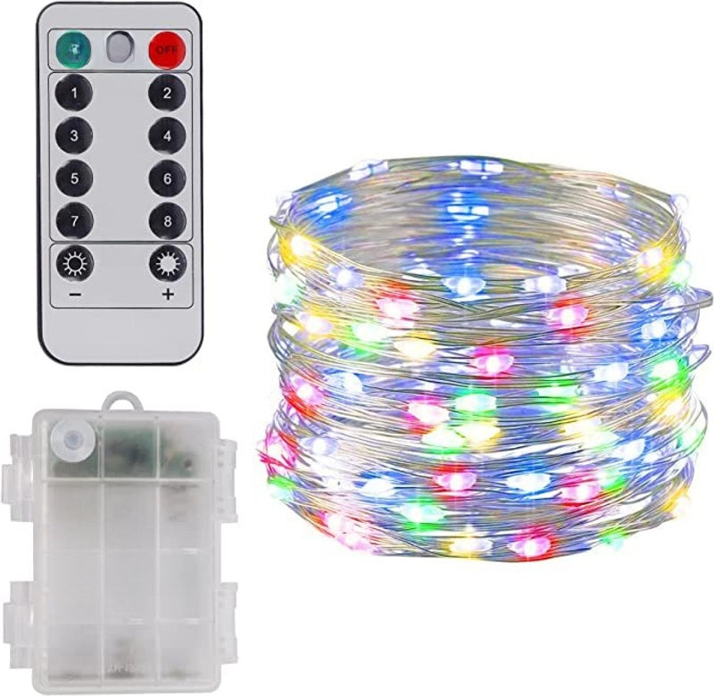 LED Light String Eight Function USB Waterproof Battery Box Remote Control Copper Wire Light String Leather Wire Light String Christmas Decorative Colored Light String