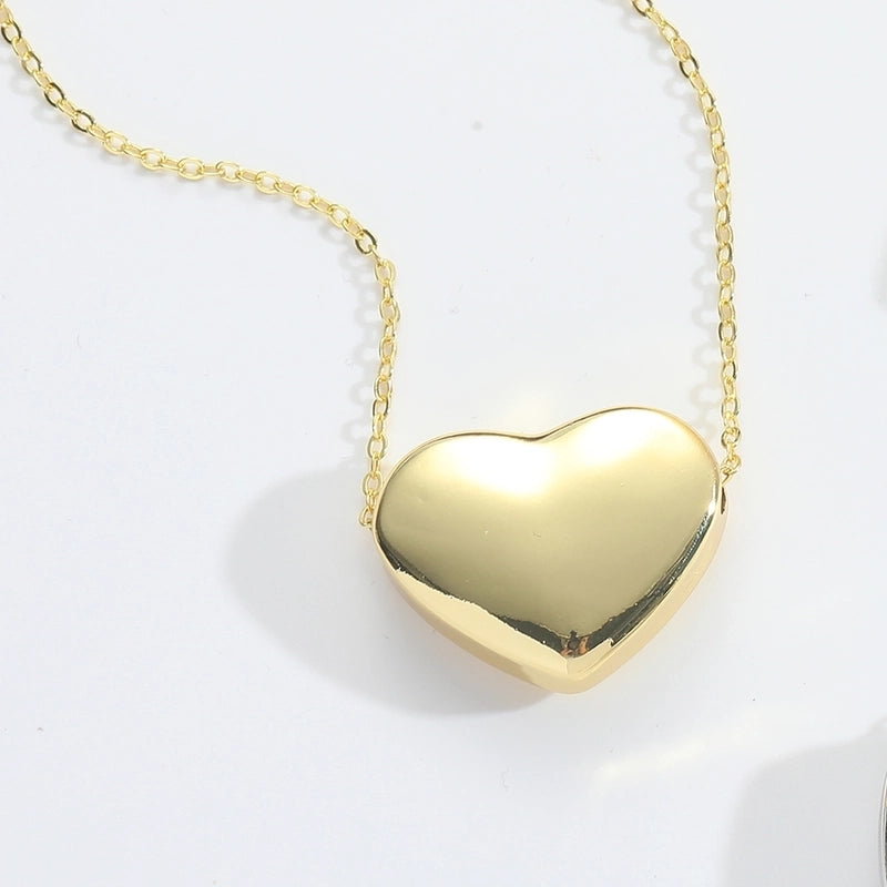 Copper 14K Gold Plated Heart Shape Pendant Necklace