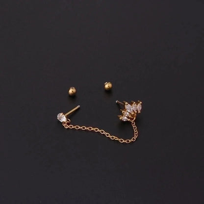 Ear Cartilage Rings & Studs Fashion Flower Copper Plating Artificial Gemstones