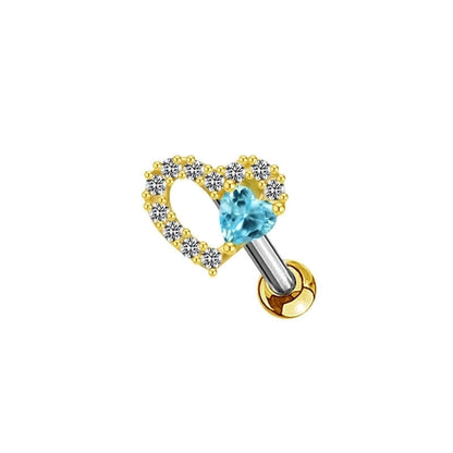 1 Piece Hip-hop Sexy Shiny Animal Heart Shape Plating Inlay Stainless Steel Copper Rhinestones Zircon White Gold Plated Gold Plated Ear Studs Belly Ring