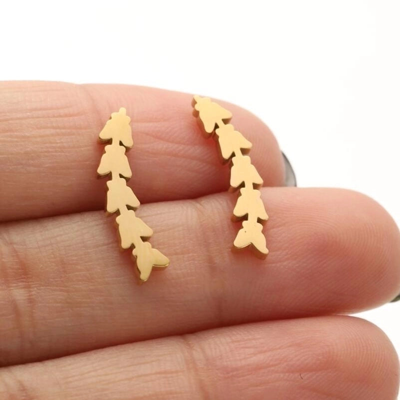 1 Pair Casual Minimalist Butterfly Umbrella Snowflake Asymmetrical Plating Hollow Out 304 Stainless Steel 18K Gold Plated Ear Studs