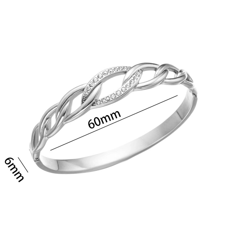 Casual Minimalist Heart Shape Flower Titanium Steel Rhinestones Bangle In Bulk