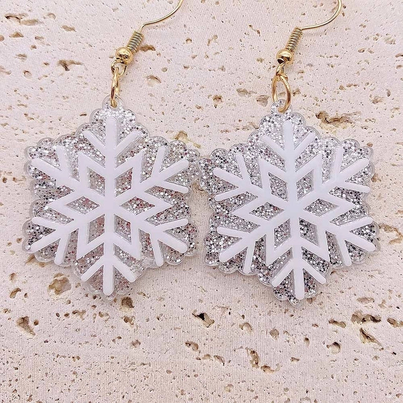 1 Pair Cute Christmas Tree Santa Claus Snowman Arylic Drop Earrings