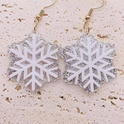 1 Pair Cute Christmas Tree Santa Claus Snowman Arylic Drop Earrings
