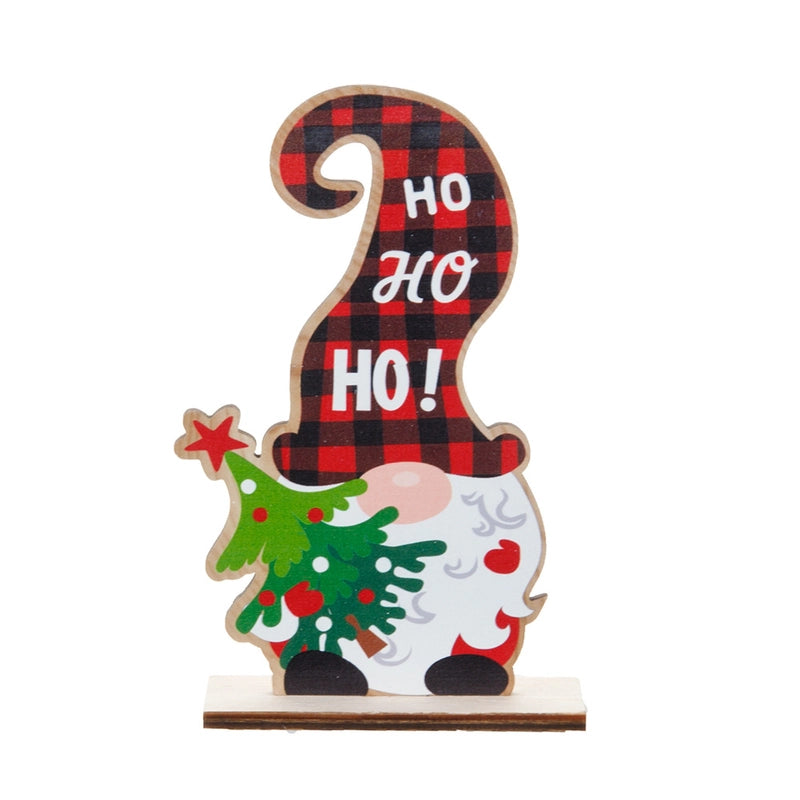 Christmas Cute Christmas Tree Santa Claus Gingerbread Wood Party Ornaments Decorations Table Decoration