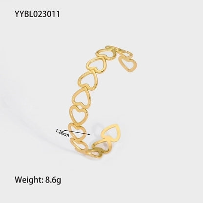 Modern Style Geometric Heart Shape Snake 304 Stainless Steel 18K Gold Plated Bangle In Bulk