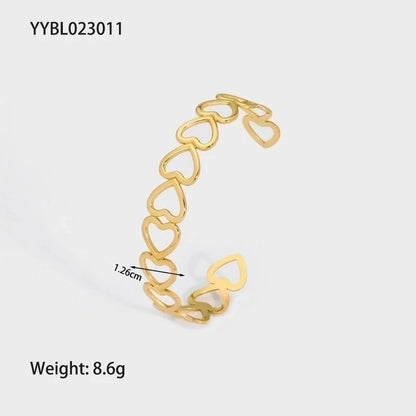 Modern Style Geometric Heart Shape Snake 304 Stainless Steel 18K Gold Plated Bangle In Bulk