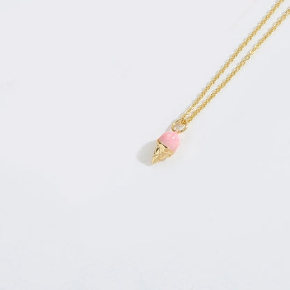 Copper Cable Chain 14K Gold Plated Enamel Ice Cream Lollipop Chili Necklace