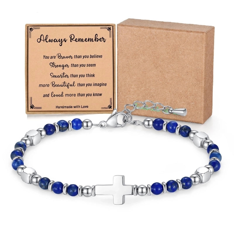 Minimalist Classic Style Round 304 Stainless Steel Natural Stone Bracelets In Bulk