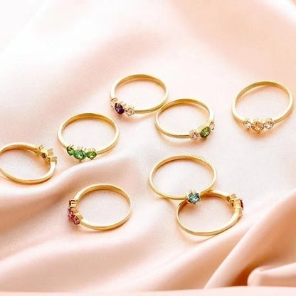 Retro Water Droplets Titanium Steel Inlay Artificial Diamond Rings