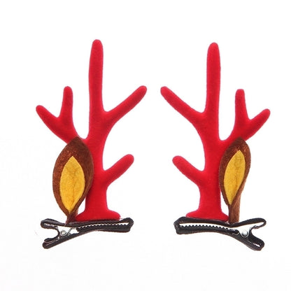 Christmas Cute Antlers Plastic Cloth Flannel Party Hairpin