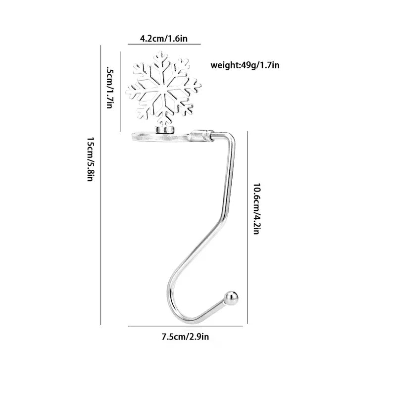 Amazon Popular Christmas Magnetic Hook Snowflake Christmas Hook Christmas Gift Metal Fireplace Socks Pendant