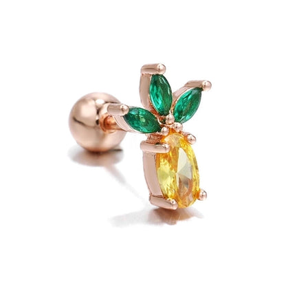 Ear Cartilage Rings & Studs Fashion Fruit Brass Artificial Gemstones
