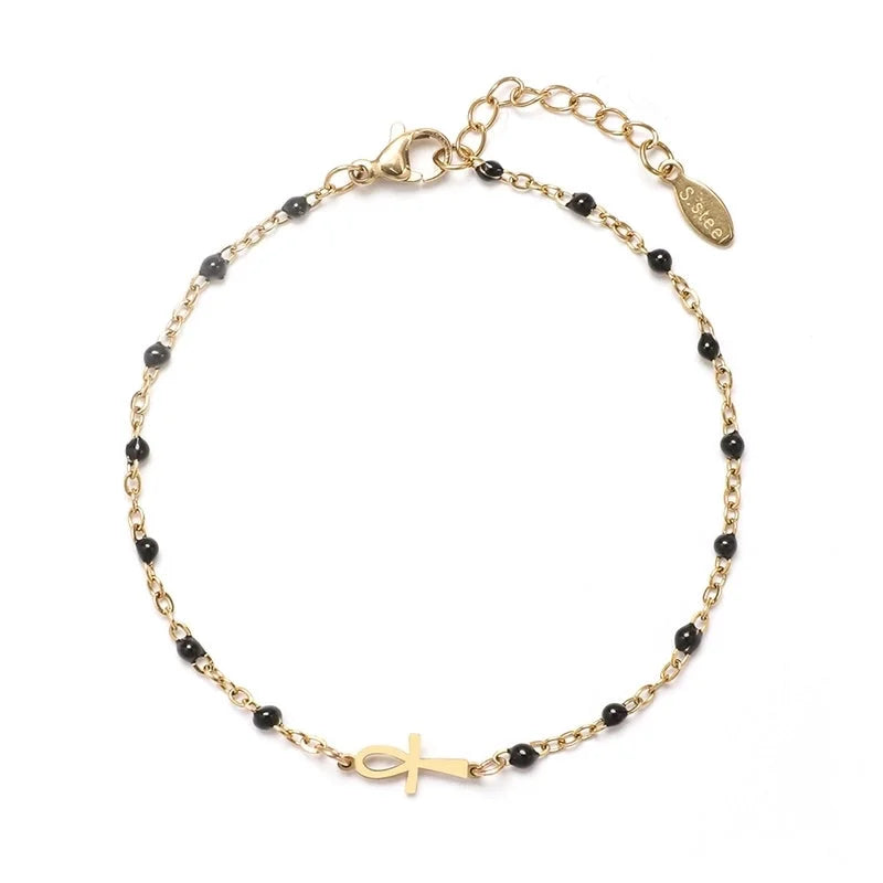 Minimalist Cross Stainless Steel Enamel Plating Bracelets