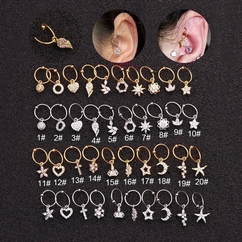Ear Cartilage Rings & Studs Exaggerated Heart 316L Stainless Steel Copper