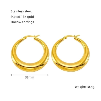 1 Pair Retro Solid Color Plating 304 Stainless Steel 18K Gold Plated Earrings