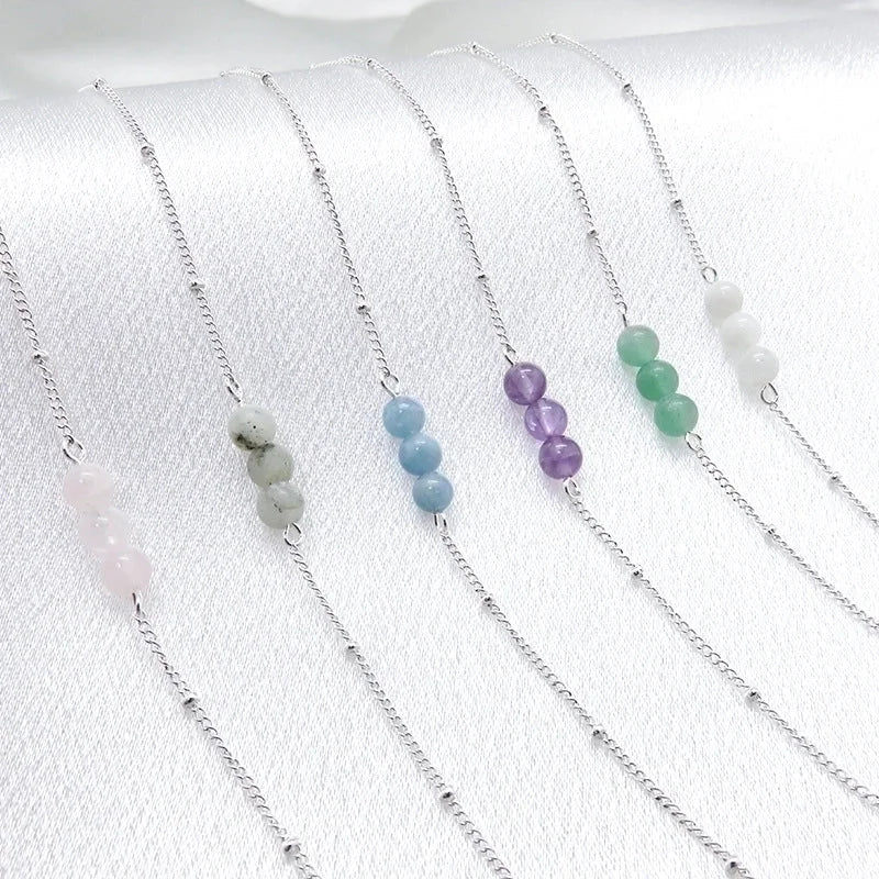 Minimalist Classic Style Geometric Stainless Steel Natural Stone Bracelets