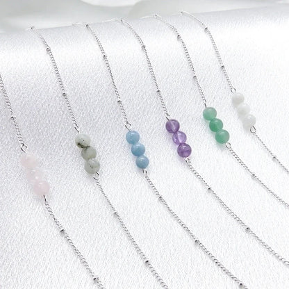 Minimalist Classic Style Geometric Stainless Steel Natural Stone Bracelets