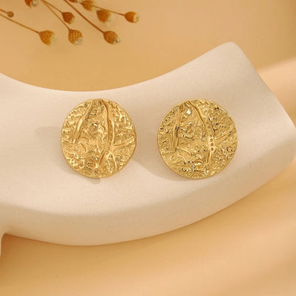 1 Pair Casual Minimalist Streetwear Waves Heart Shape Flower Plating 304 Stainless Steel Ear Studs