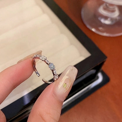 IG Style Geometric Copper Plating Inlay Zircon Rings