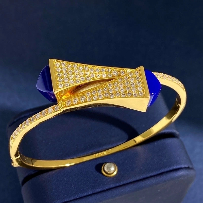 Commute Geometric Copper Inlay Zircon Bangle