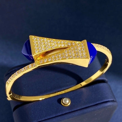 Commute Geometric Copper Inlay Zircon Bangle