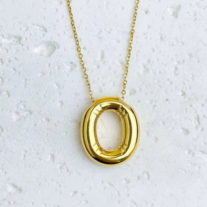 Fashion Balloon Letter Necklace Titanium Steel 26 English Letter Necklace 3D Three-Dimensional Gold Plating Non-Fading
