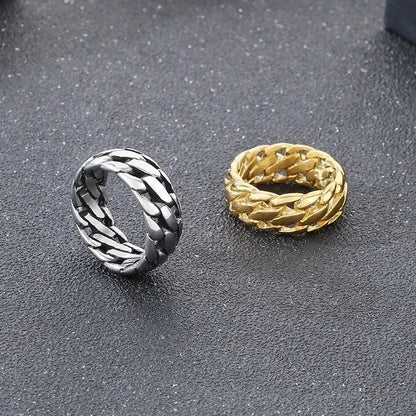 Hip-Hop Round 304 Stainless Steel 18K Gold Plated Rings