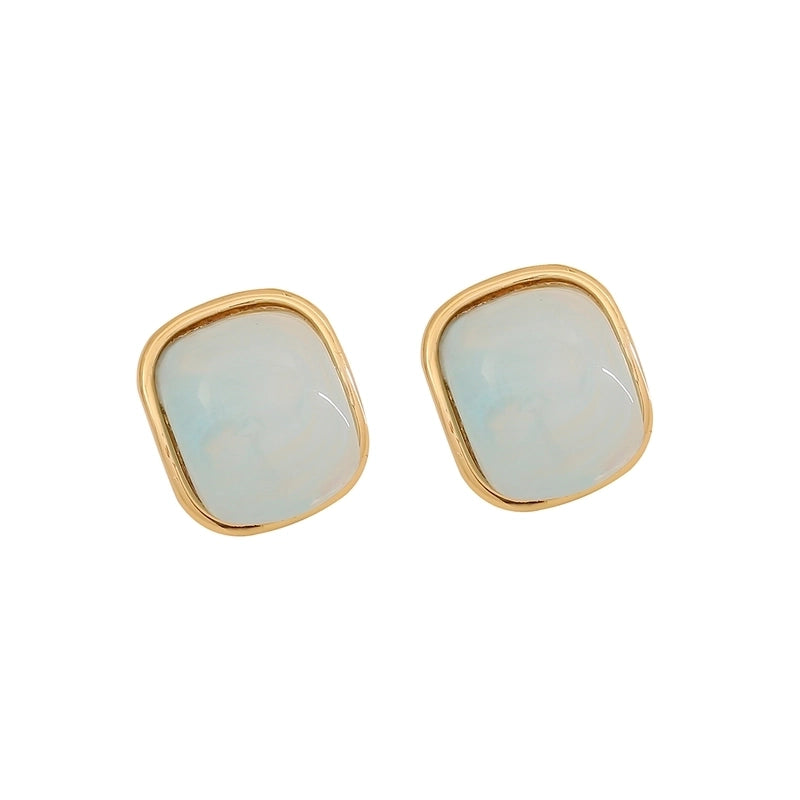 1 Pair Cute Sweet Commute Square Plating Inlay 304 Stainless Steel Acrylic 18K Gold Plated Ear Studs