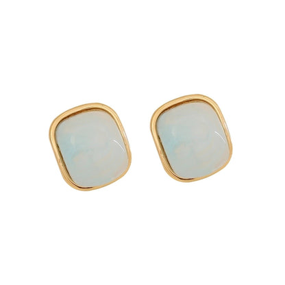 1 Pair Cute Sweet Commute Square Plating Inlay 304 Stainless Steel Acrylic 18K Gold Plated Ear Studs
