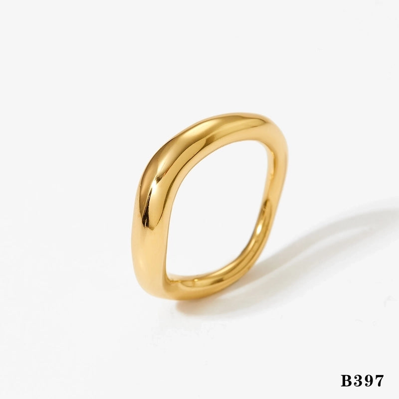 3 Pieces Modern Style Solid Color 316 Stainless Steel 16K Gold Plated White Gold Plated Gold Plated Plating Rings