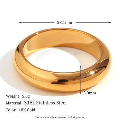 Minimalist Women Circle Geometric Stainless Steel 18K Gold Plated Rings