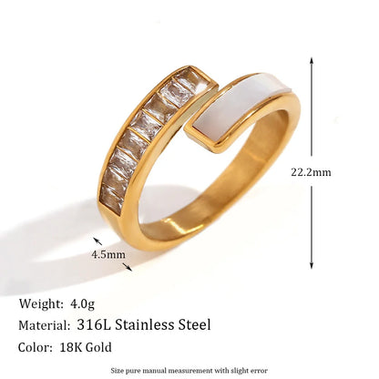 Women Fashion Circle Geometric Stainless Steel 18K Gold Plated Rings